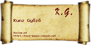 Kunz Győző névjegykártya